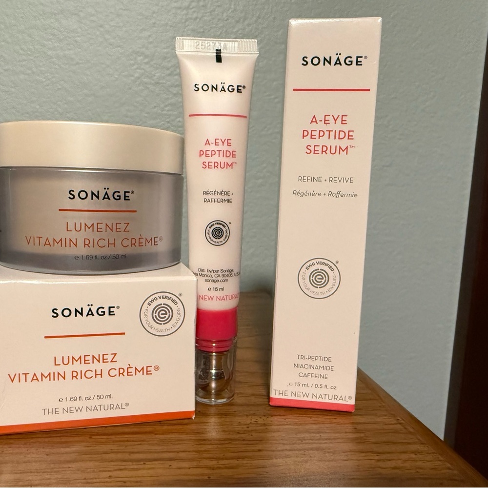 New Sonäge A- Eye Peptide Serum+Lumenez Vitamin Facial Cream Amazon$124 FreeS&H